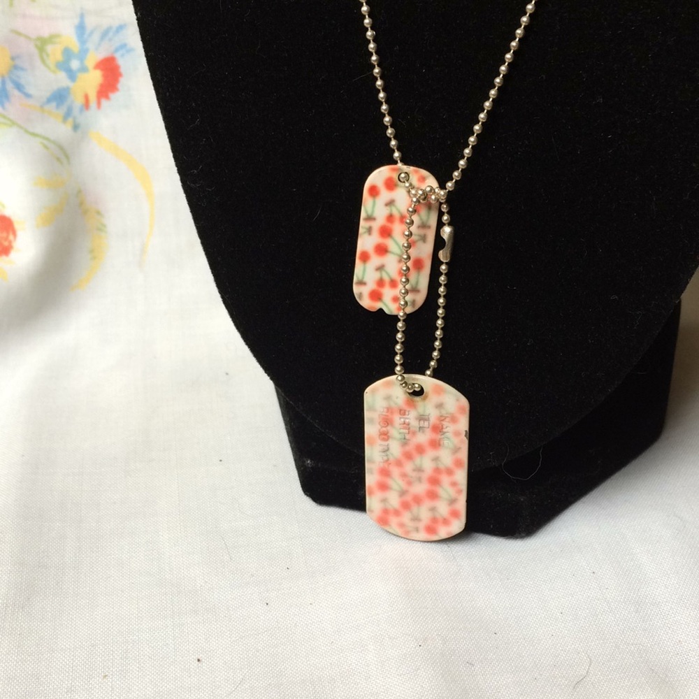 Y2K cherries dog tags necklace